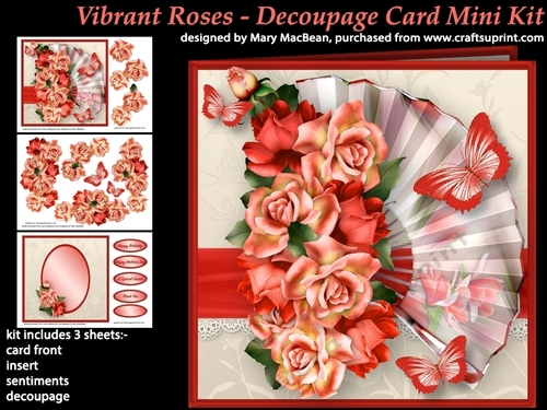 Vibrant Roses - Decoupage Card Mini Kit