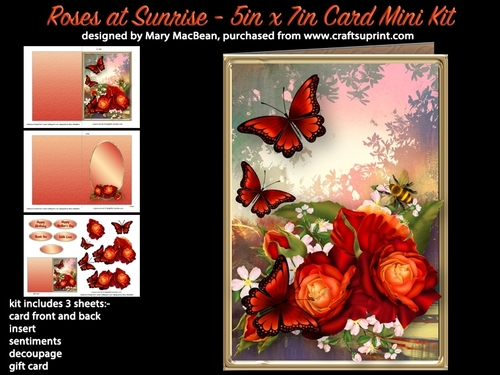Roses at Sunrise - 5in x 7in Card Mini Kit
