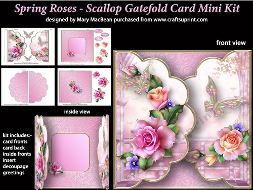 Spring Roses - Scallop Gatefold Card Mini Kit