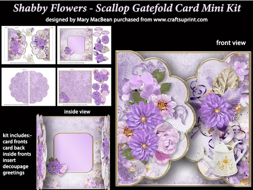 Shabby Flowers - Scallop Gatefold Card Mini Kit
