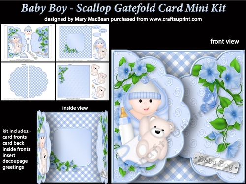 Baby Boy - Scallop Gatefold Card Mini Kit