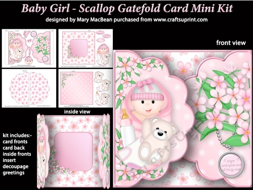 Baby Girl - Scallop Gatefold Card Mini Kit