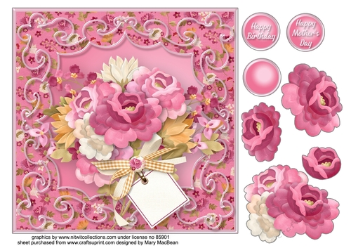 A Special Bouquet Decoupage Card Front