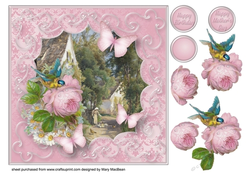 Vintage Rose Decoupage Card Front