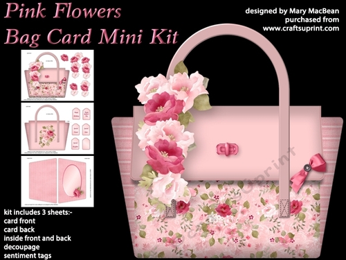 Pink Flowers - Bag Card Mini Kit