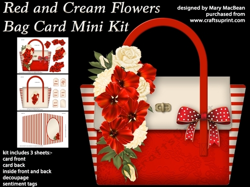 Red and Cream Flowers - Bag Card Mini Kit