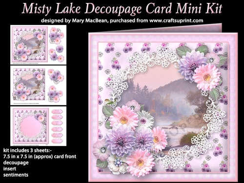 Misty Lake Decoupage Card Mini Kit