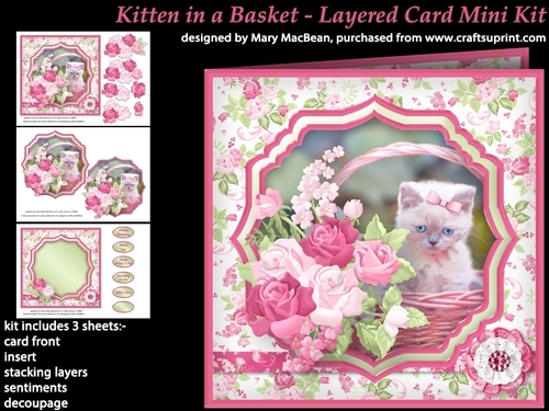 Kitten in a Basket- Layered Card Mini Kit