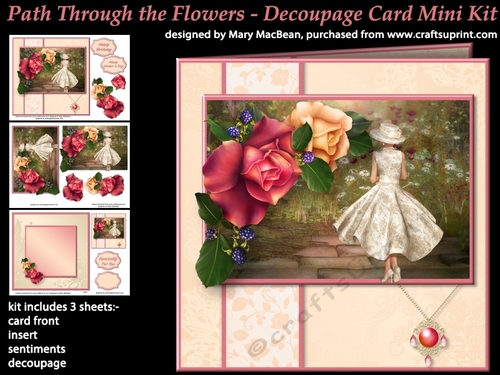 Path Through the Flowers - Decoupage Card Mini Kit