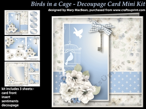 Birds in a Cage Decoupage Card Mini Kit