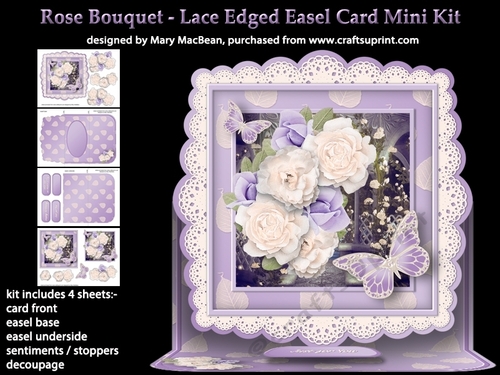 Rose Bouquet - Lace Edged Easel Card Mini Kit