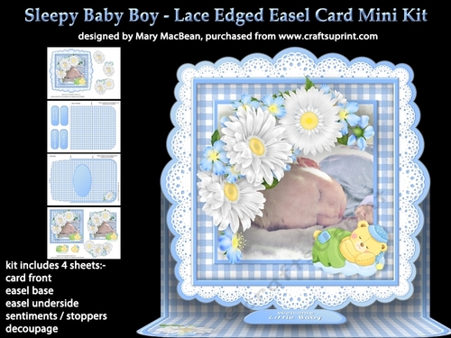 Sleepy Baby Boy - Lace Edged Easel Card Mini Kit