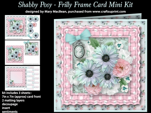Shabby Posy - Frilly Frame Card Mini Kit