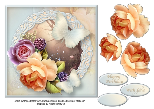 Roses in the Morning - Decoupage Card Front