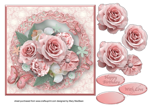 Vintage Posy Decoupage Card Front