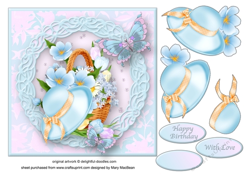 Spring Basket Decoupage Card Front