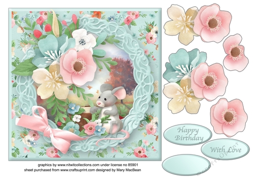 Little Mouse Decoupage Card Front