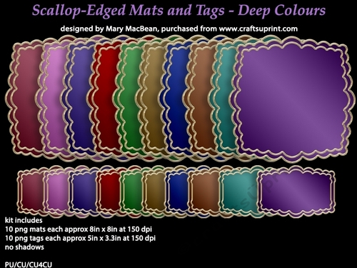 Scallop-Edged Mats and Tags - Deep Colours