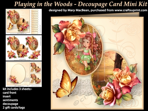 Playing in the Woods - Decoupage Card Mini Kit