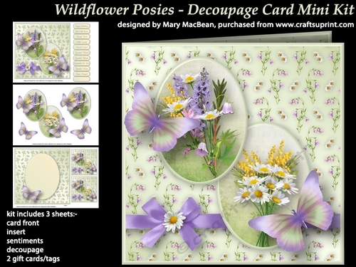 Wildflower Posies - Decoupage Card Mini Kit