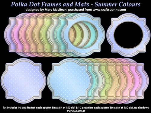 Polka Dot Frames and Mats - Summer Colours