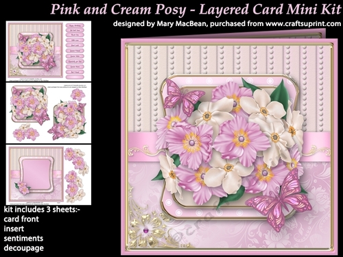 Pink and Cream Posy - Layered Card Mini Kit