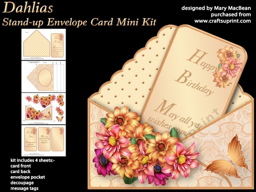 Dahlias - Stand-up Envelope Card Mini Kit