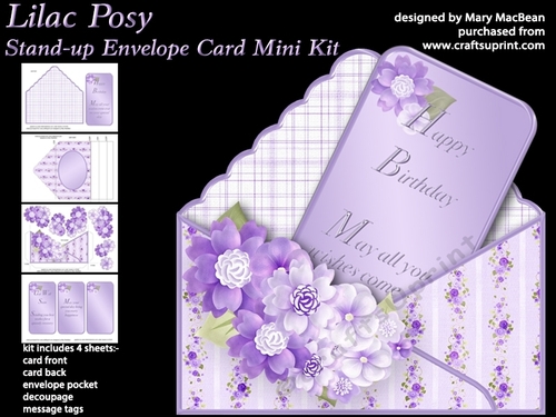 Lilac Posy - Stand-up Envelope Card Mini Kit