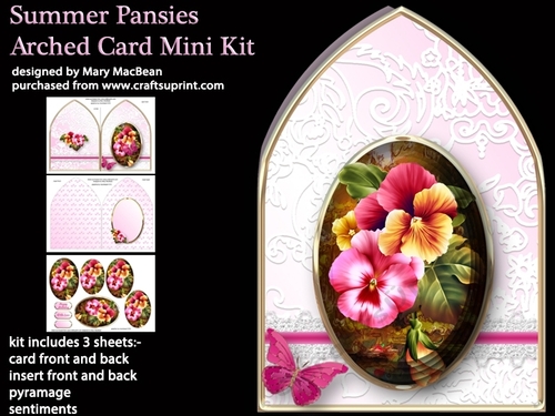 Summer Pansies Arched Card Mini Kit