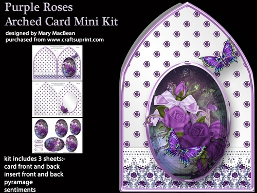 Purple Roses Arched Card Mini Kit