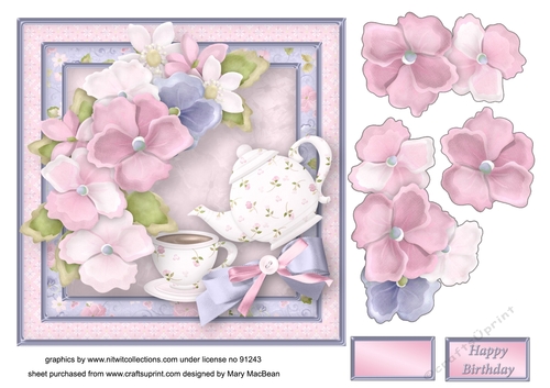 Cup of Tea Decoupage Card Front