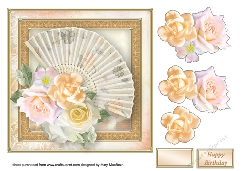 Vintage Fan Decoupage Card Front