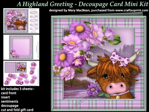 A Highland Greeting - Decoupage Card Mini Kit