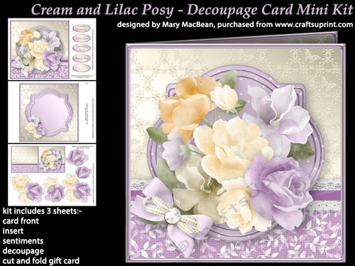 Cream and Lilac Posy - Decoupage Card Mini Kit