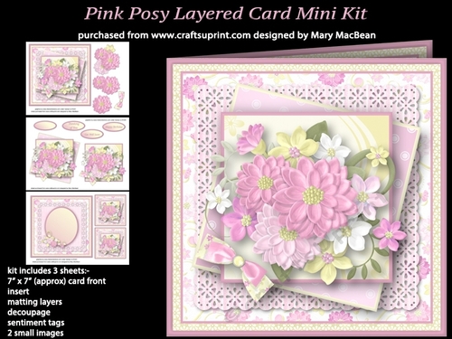 Pink Posy Layered Card Mini Kit