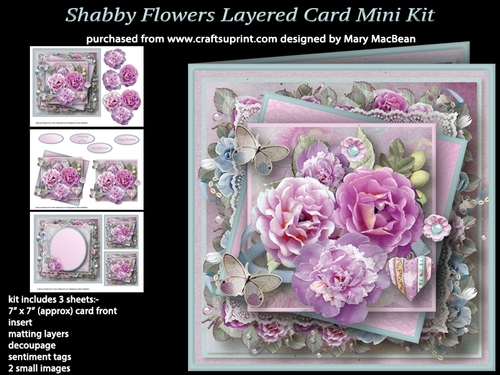 Shabby Flowers Layered Card Mini Kit