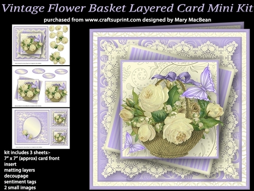 Vintage Flower Basket Layered Card Mini Kit