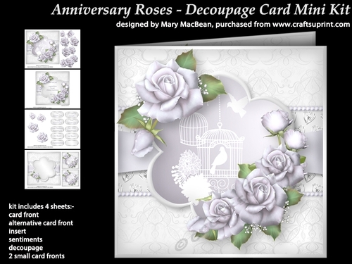 Anniversary Roses Decoupage Card Mini Kit