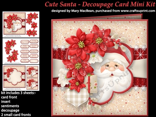 Cute Santa - Decoupage Card Mini Kit