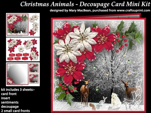 Christmas Animals - Decoupage Card Mini Kit