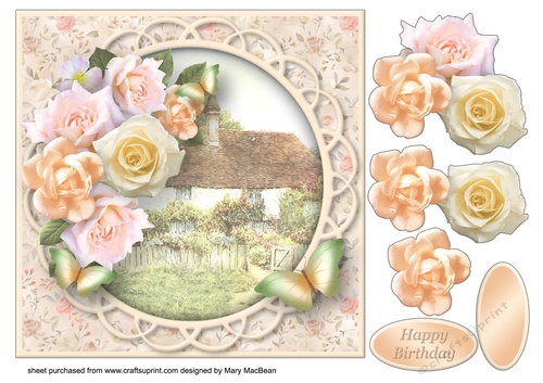 Cottage in the Country - Decoupage Card Front