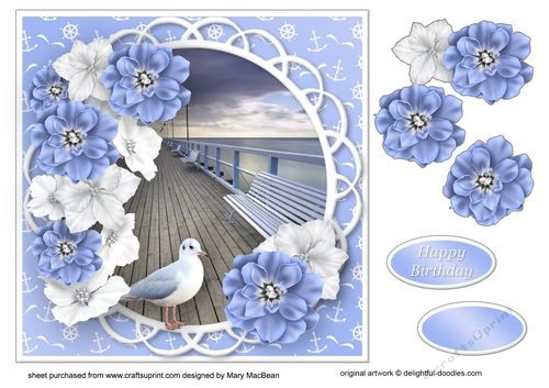 On the Boardwalk - Decoupage Card Front