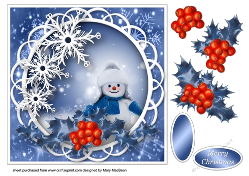 Little Snowman - Decoupage Card Front