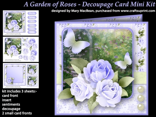 A Garden of Roses - Decoupage Card Mini Kit