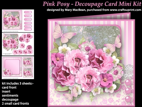Pink Posy - Decoupage Card Mini Kit
