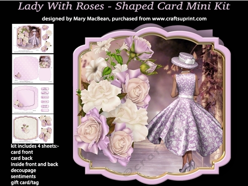 Lady with Roses - Shaped Card Mini Kit