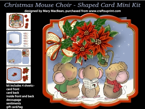 Christmas Mouse Choir - Shaped Card Mini Kit