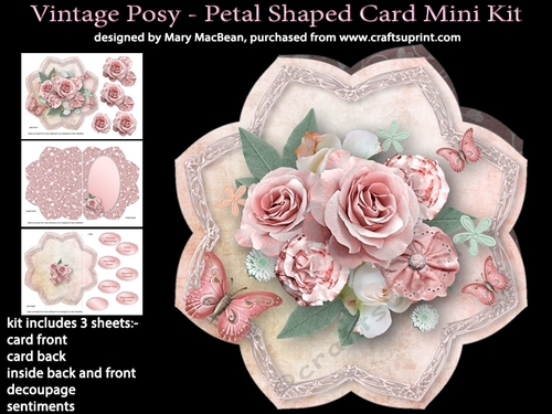 Vintage Posy - Petal Shaped Card Mini Kit