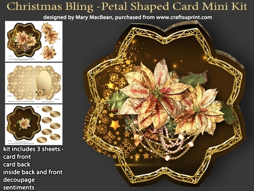 Christmas Bling - Petal Shaped Card Mini Kit