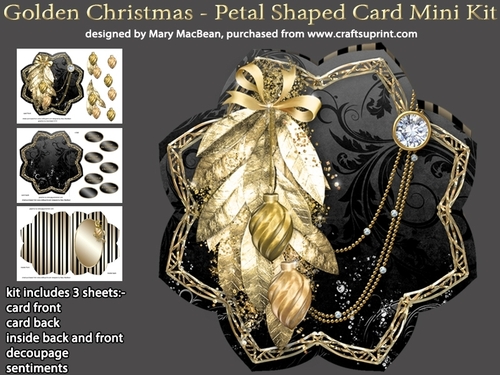 Golden Christmas - Petal Shaped Card Mini Kit